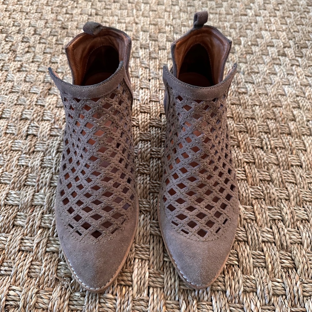 Jeffrey Cambell Perforated Suede Ankle Booties